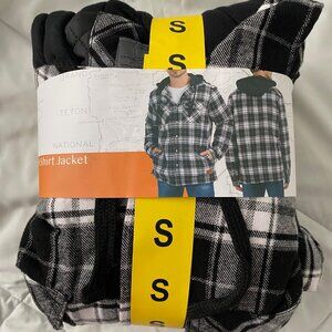 NWT Men's Cloudveil Quilted Flannel Black White & Shirt Jacket with Hood, Small
